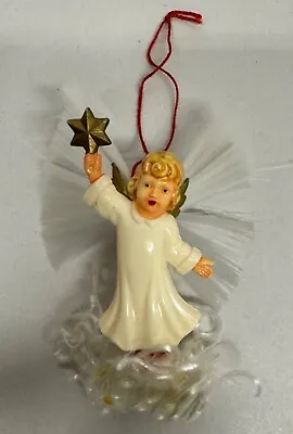 Vtg Christmas Ornament Angel Spun Glass Angel Hair West Germany W/ Star • $25