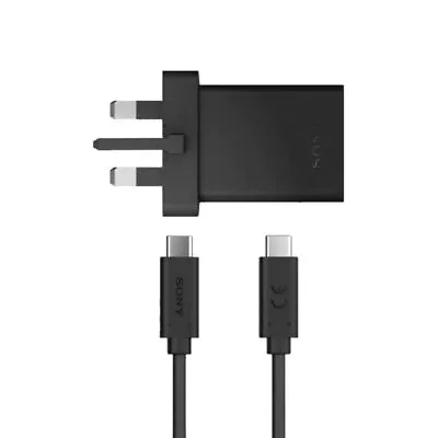 Sony UK 30W Fast Charger Plug OR USB-C To C Cable For Xperia XA1 Plus 10 III 5 1 • £6.25