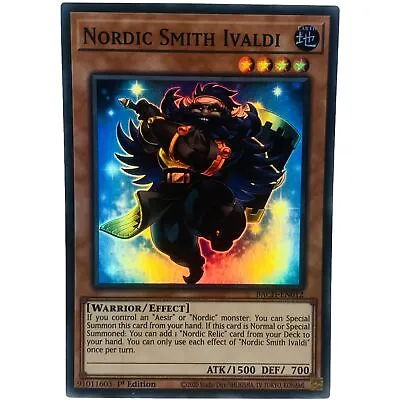 YUGIOH Nordic Smith Ivaldi BACH-EN012 Super Rare Card 1st Edition NM-MINT • £0.99