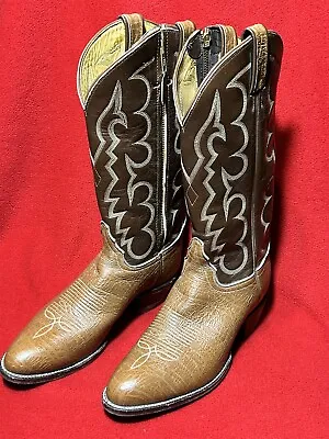 Tony Lama Boots 8 D Brown Two Tone Leather Western Cowboy USA • $39.99