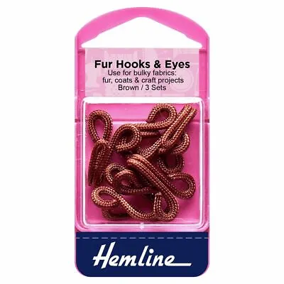 £2.98 • Buy Hemline Fur Hooks And Eyes: Brown: Size 3 *