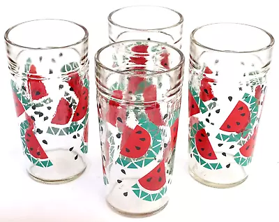 Vintage 4pcs Anchor Hocking 16 Oz Watermelon Tumblers Drinking Jelly Glasses 70s • $29.89