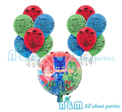 13 PJ Masks Latex & Foil Balloon Set Birthday Party Baby Shower Decoration • $11.20