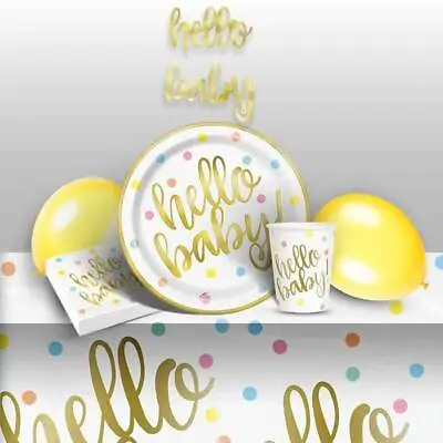 Gold Baby Shower Decorations Banner Tableware Party Supplies Balloons - Unisex • £5.25