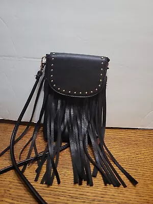 Vieta Fringed  Crossbody Small Purse Black Back Pocket • $6.23