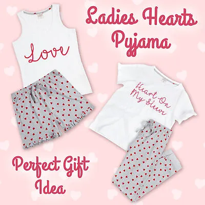 £13.99 • Buy Valentines Gift For Her Womens Ladies Pyjamas Pajamas PJs Set Shorts Pants Vest 