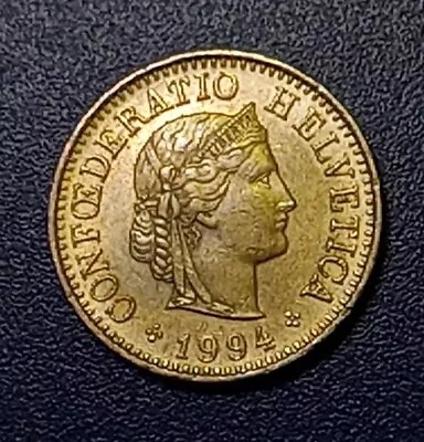 1994 B Switzerland 5 RAPPEN Coin - Authentic Btr Circ • $1.29