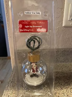 Disney Mickey Mouse Light Up Christmas Glass Ornament Vintage Indoor Use New Pkg • $25