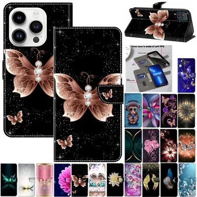 $14.98 • Buy For IPhone 12 11 Pro Max XS 6s 7 8+ Patterned Magnetic Leather Wallet Case Cover