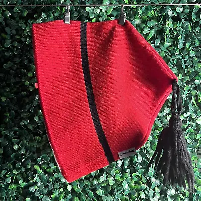 Vintage Wigwam Beanie Hat Red W/Black Stripe Unisex One Size Tassel Wool USA • $14.99