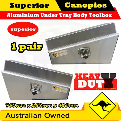 Aluminium Under Body Toolbox 750 X 410 X 258 Flat Plate Ute Undertray New 1pair • $275