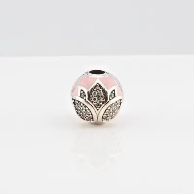 Thomas Sabo Sterling Silver Pink Enamel & CZ Lotus Blossom Karma Bead • $47.87
