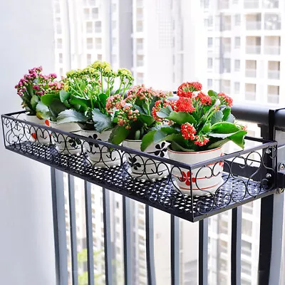 Metal Plant Flower Pot Holder Fence Balcony Hanging Planter Herb Pots Home Decor • £6.95