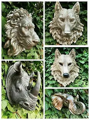 £18.86 • Buy Garden Animal Head Tiger Elephant Wolf Stag Wall Sculpture Home Décor Ornament  