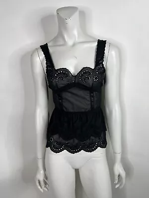 Vtg Dolce & Gabbana Black Eyelet Sheer Cotton Top 36 2xs • $275