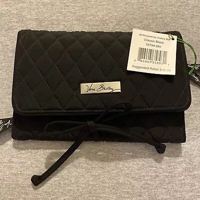 Vera Bradley All Wrapped Up Jewelry Roll Classic Black Quilted MSRP $48. NWT • $20