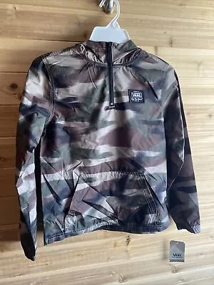 Vans Boys Sz Sm Camo 1/4 Zip Windbreaker Hoodie Anorak Jacket • £24.12