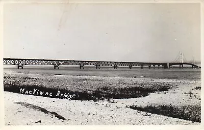 RPPC The Mackinac Bridge In Mackinac Michigan MI Vintage Postcard • $14.95