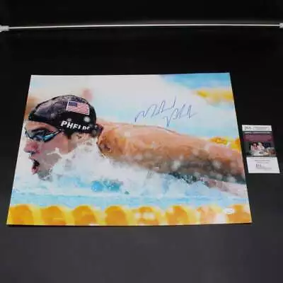 Michael Phelps Signed 16x20 Photo Olympic Swimming Autograph JSA COA ZJ9702 • $97.19