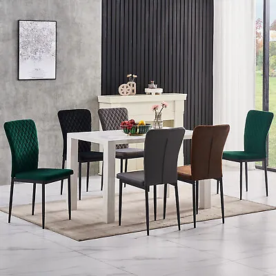 4/6 Dining Chairs Side Chairs High Back Velvet/Faux Leather Padded Seat Office • £89.99