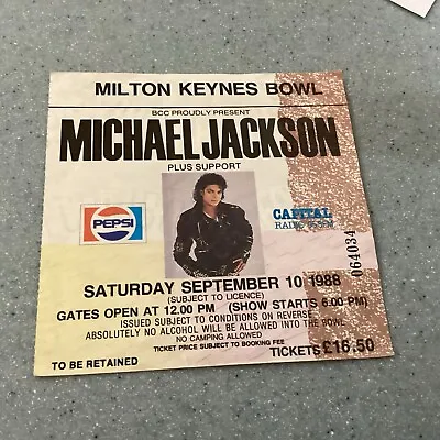 Michael Jackson Ticket Milton Keynes 10/09/88 Bad Tour • £8