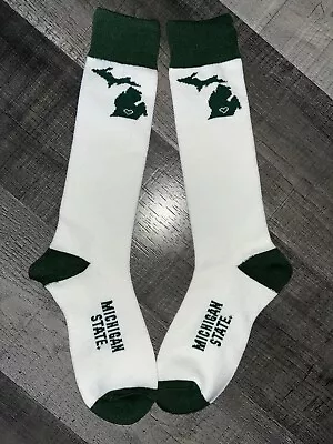 Michigan State Spartans Ncaa Logo White School Crew Trouser Dress Socks • $9.39