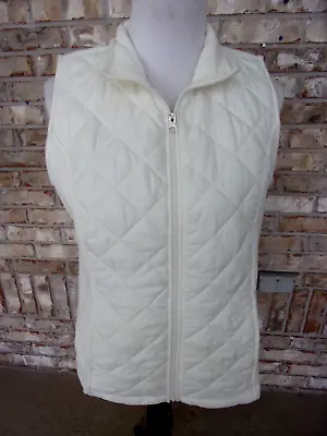 Made For Life Vest Sz L Quilted Zipper Front Fleece Back Easy Care Poly • $12.99