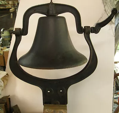 Vintage Cast Iron #2 Farm School Dinner Bell W/yoke Crank & Upright Cradle • $249.99