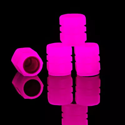 4x Car Wheel Tyre Valve Stem Caps Night Glowing Pink Luminous Valve Cover Parts • $3