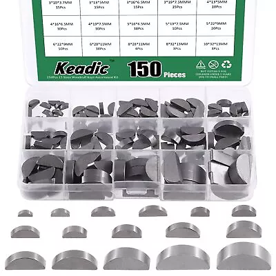 150pcs 15 Sizes Metric Woodruff Key Assortment Set Carbon Steel Half Moon Gear S • $22.27