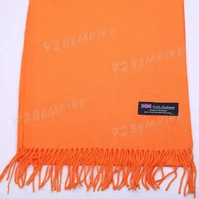 Men's 100% CASHMERE Warm PLAIN Scarf Pure Solid Orange Wool MADE IN SCOTLAND • $7.99