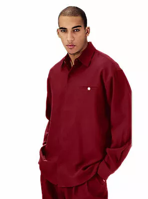 Men's 2-pc Walking Suit / Casual Sets Shirt+pants Sty#2612 Burgundy • $49.99