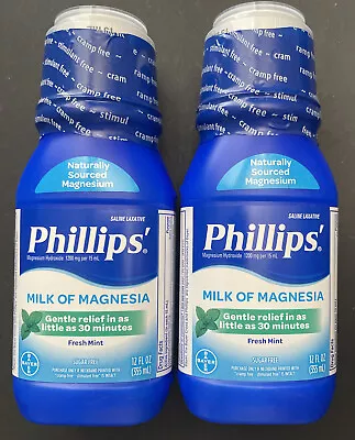 2x Phillips’ Milk Of Magnesia Liquid Saline Laxative Fresh Mint 12 Oz Each • $17.99