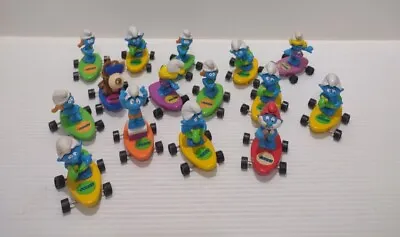 Lot Of 15 Vintage 1996 Applause Hardees Smurfs On Skateboard PVC Toy Figures • $25