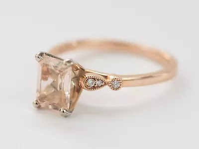 Morganite And 14K Rose Gold Size 8 Engagement Ring From Shane Company Like New • $1552.21