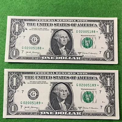 (2)  2017 A UNC One $Star Notes With Major Ink Press Errors Lines Trails Overrun • $18.87