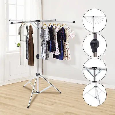 Portable Tripod Clothes Drying Rack Steel Laundry Coat Foldable Stand Hanger  • $33.25