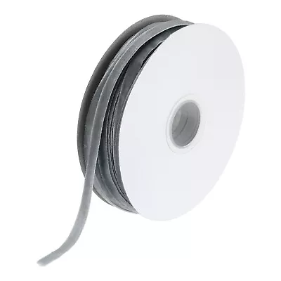 Velvet Ribbon Wrapping 50 YD X 1/4 Inch Gray Single Face Craft Velvet • $11.87