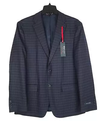 Tommy Hilfiger Men's Modern-Fit Stretch Wool Sport Coat Blue/Red Plaid 46R NWT • $67.46