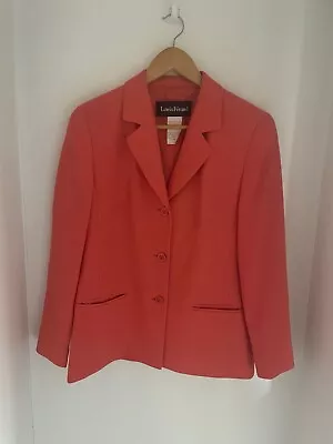 LOUIS FERAUD Coral 100% Virgin Wool Sz UK 14 Fully Lined Single Breasted Jacket • £20