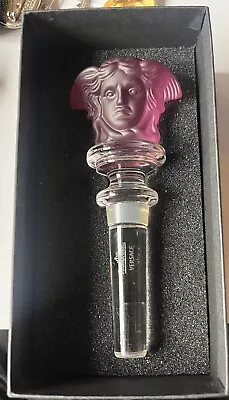 Rosenthal VERSACE Crystal Wine Bottle Stopper Purple Frosted New In Box ~ 5.25” • $49.91