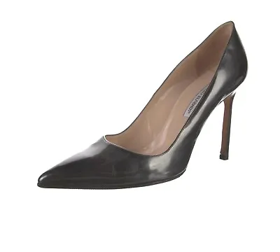 Rare Collector Manolo Blahnik Black Patent Leather Bb Stiletto Heels Eu 42 11 • $249.95