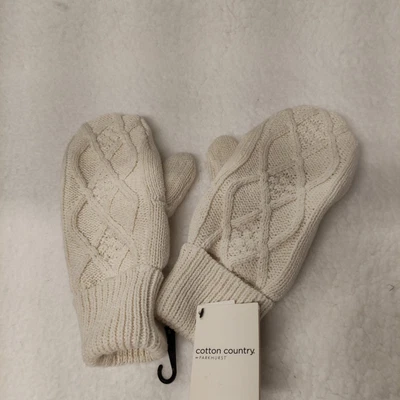 $14 • Buy Cotton Country By Parkhurst Women's Cable Knit Mittens Made In Canada Eco Yarns