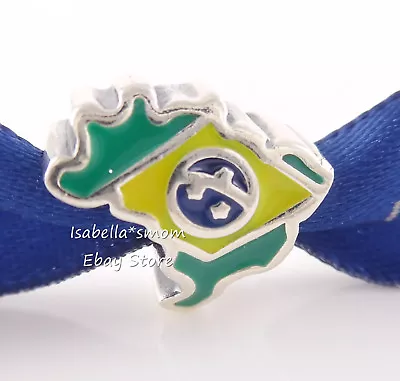 £29.68 • Buy BRASIL/Brazil MAP/Flag PANDORA Football/SOCCER Enamel Charm 791303ENMX NEW W BOX