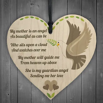 Mum Guardian Angel Wood Love Heart Sign Memorial Mothers Day Gift Grave Plaque • £3.99