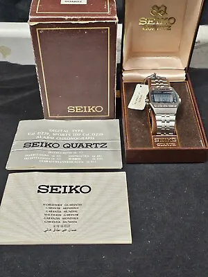 Seiko Vintage Silver-wave D229-5000 Digital Watch W/ Original Box + Papers • $865