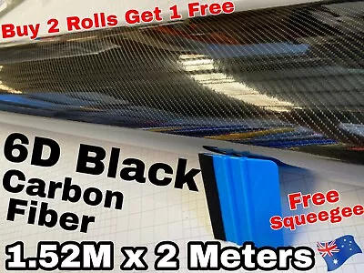 6D BLACK SUPER ULTRA GLOSS CARBON Fibre FIBER CAR VINYL WRAP FILM 4D 1.52M X 2M  • $46.86