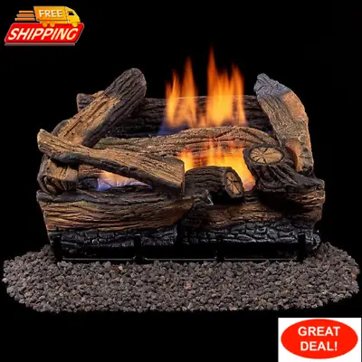 DLS-18R-1 Dual Fuel Ventless Fireplace Logs Set With Remote Control Use Natural • $388.46