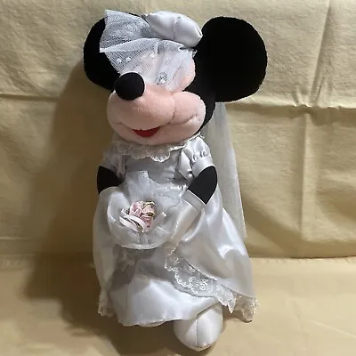 Vintage Disney Store Minnie Mouse Bride Wedding Plush Doll 13” • $15.11