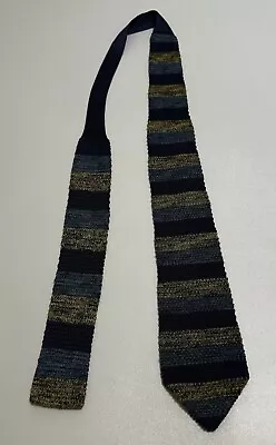Mens Missoni Cravatte Knit Silk Blend Necktie Stripe Blue Yellow Italy • $45